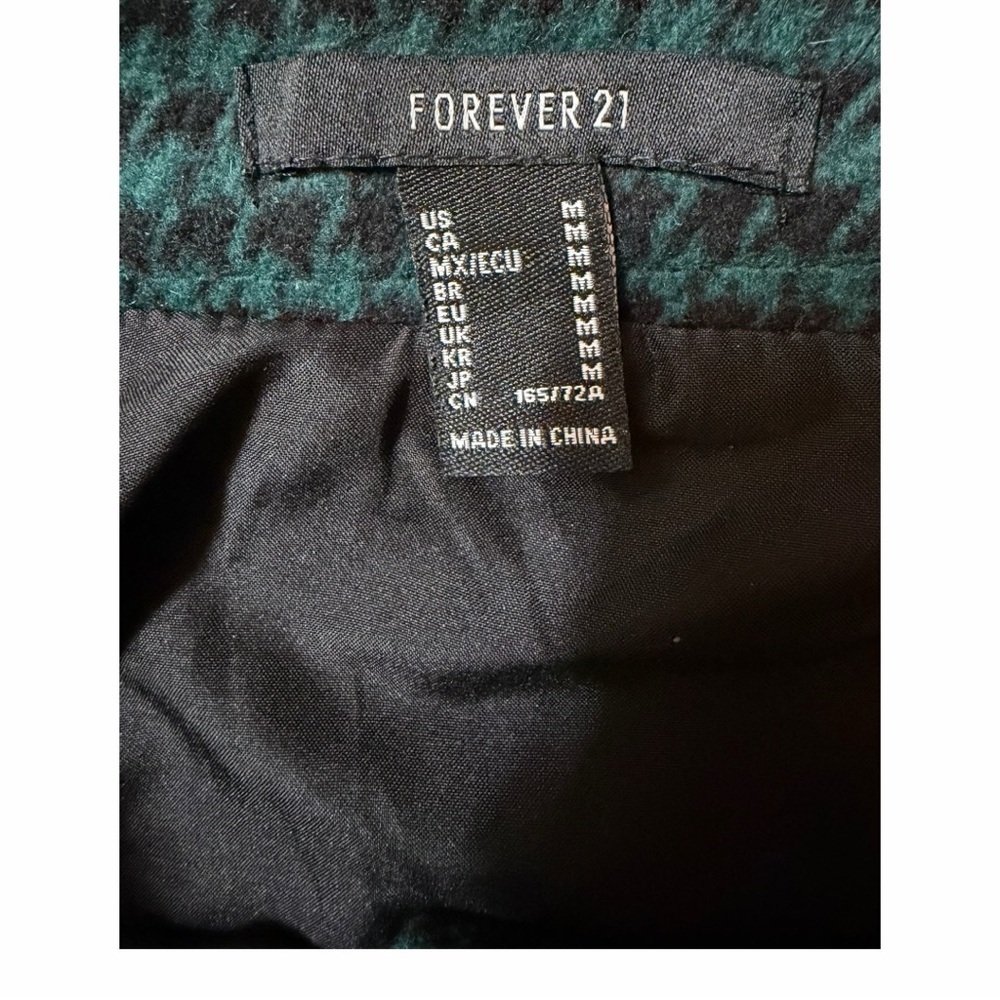 Forever 21 Green Houndstooth Mini Skirt Preppy Dark Academia Button Front Med - Picture 5 of 6